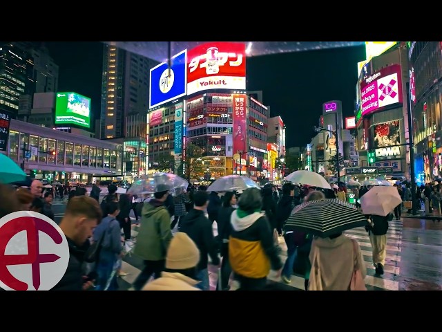 Rainy Night Walk [4K] Tokyo's Busy Shibuya