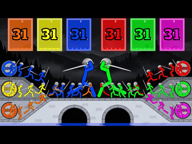 Stickman 3v3: Epic Math Combat on the Bridge