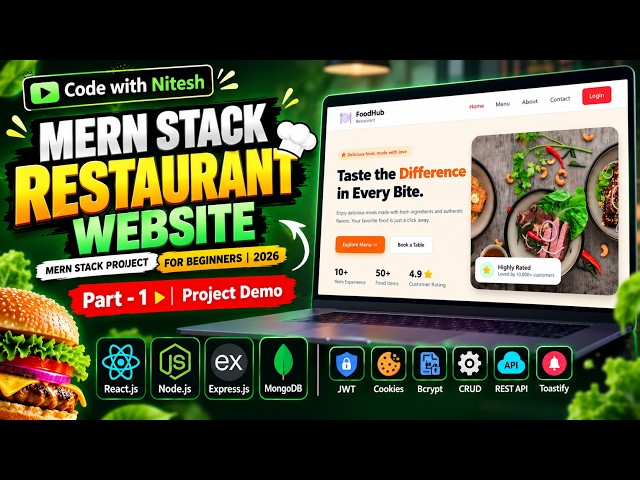 MERN Stack Restaurant Website | MERN Stack Project for Beginners | 2026 | Part - (Project Demo)