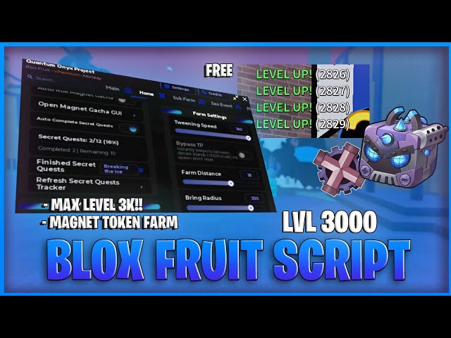 Quantum Onyx 🧲 Blox Fruits Update 30 | AUTO Secret Levels + Magnet Tokens Farm [FREE]