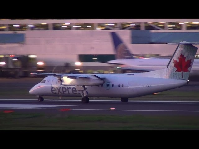 Air Canada Express (Jazz) C-FTAK Dash 8-300 Takeoff Portland Airport (PDX)