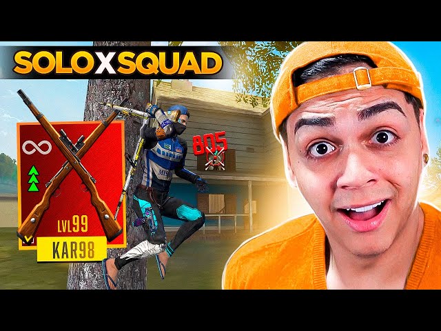 I MAXED OUT TWO KAR98s TO LEVEL 99 AND THIS WAS THE RESULT SOLO VS SQUAD!! FREE FIRE