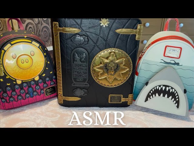 ASMR My Popular Movies & Tv Show Loungefly Bags Haul | Tapping, Zip & Bag Sounds 