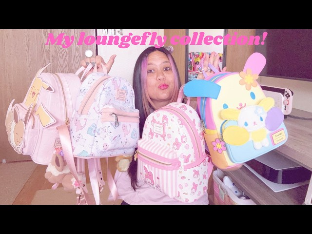 My current Loungefly collection! (Pokemon, Sanrio)