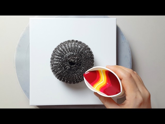 (1272) Steel Wool Scrubber Pouring Idea | Just Acrylic Paint & Water | Designer Gemma77