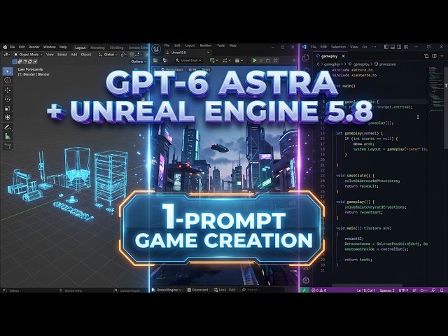 GPT-6 Astra + Unreal Engine 5.8: I Built a Game with ONE Prompt (UE5 + Blender Tutorial)