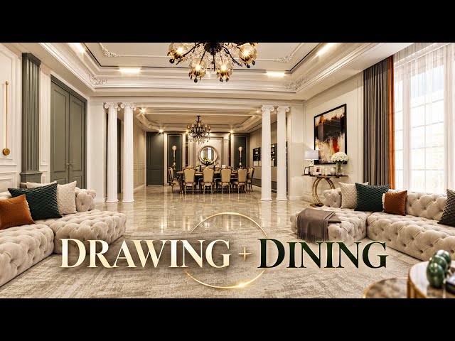 360° Luxury Drawing & Dining Interior Design | Complete Virtual Walkthrough