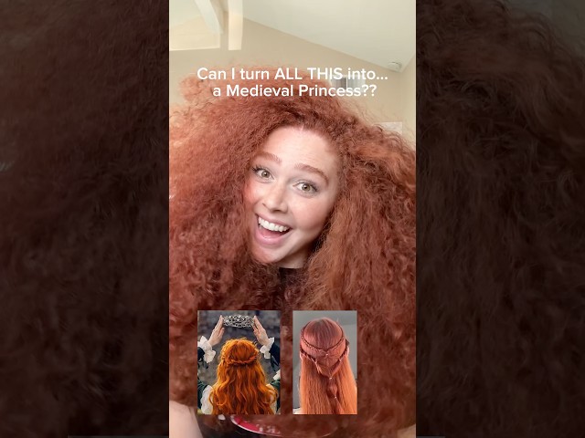 Can I turn my BRUSHED curly hair into a MEDIEVAL PRINCESS?👑 🏰
