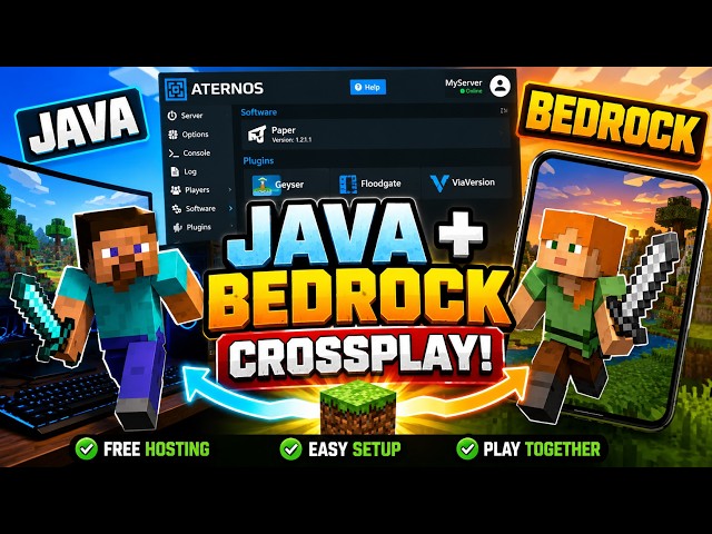 How to Make a Minecraft Java + Bedrock Crossplay Server on Aternos! (2026)