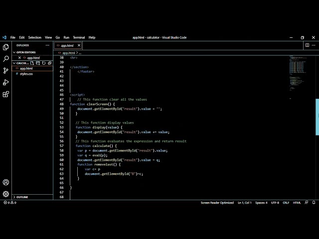 How to create a simple  calculator   Visual Studio Code