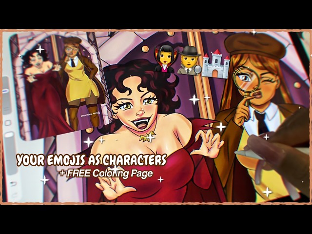 🧛‍♀️✨Your Emojis as Characters + FREE COLORING PAGE! | Procreate Digital Coloring Process ✨🧛‍♀️