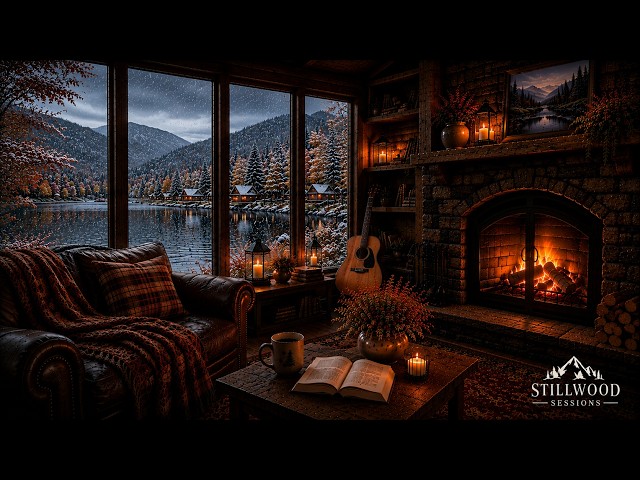 First Snow at Stillwood Cabin ❄️ | Relaxing Piano & Guitar Music for Reading