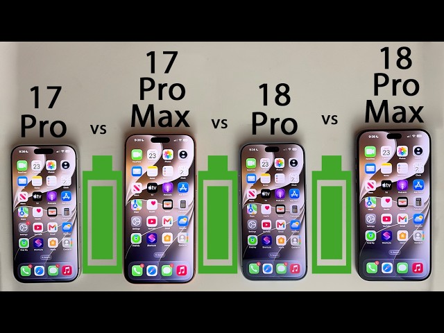 iPhone 18 Pro Max vs 18 Pro vs 17 Pro Max vs 17 Pro Battery Life DRAIN Test