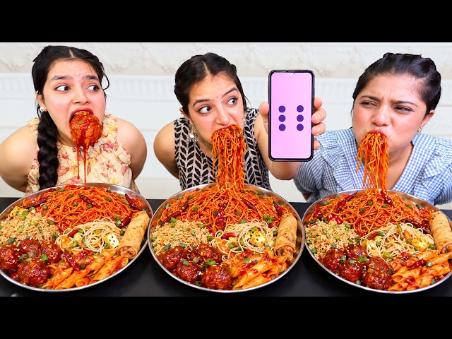 Huge Dice🎲 No Hands❌ Chinese Food Challenge🔥| Spicy Momos🔥, Chilli Noodles🌶️ Spring Roll, Manchurian