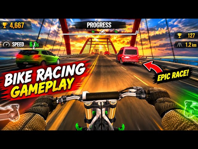 BIKE RACING GAMEPLAY 🔥 EPIC HIGH SPEED RACE ON BRIDGE | Android Racing Game