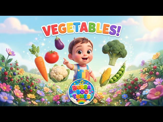 Learn 44 Vegetables for Kids | Names & Pictures in English | BubbaBooTunes