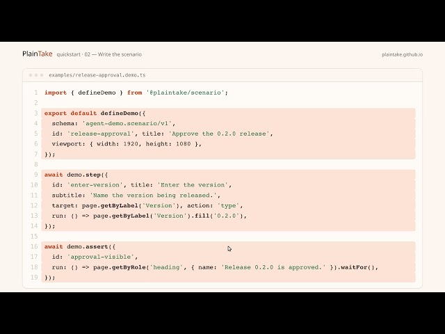 Stop screen-recording your demos — script them | PlainTake in 60 seconds