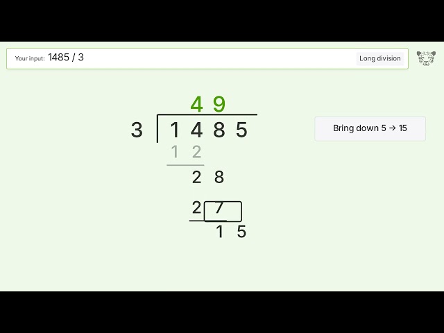 Long Division Problem 1485/3: Step-by-Step Video Solution