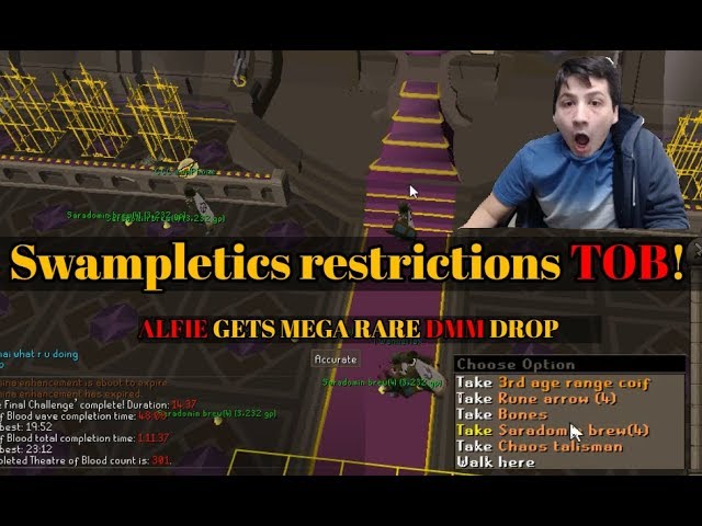 COMPLETED Swampletics Restricted TOB! Alfie gets MEGA RARE DMM DROP! OSRS Runescape Highlights