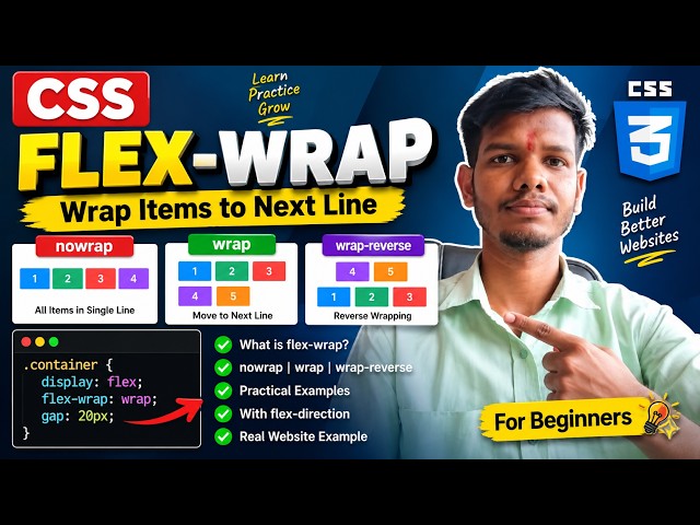 CSS Flex-Wrap Explained | flex-wrap Property | Wrap, No-Wrap & Wrap-Reverse | CSS Tutorial