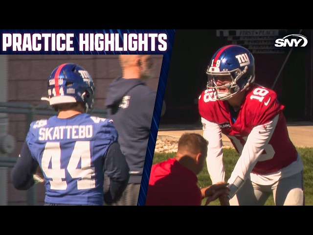 J.J. McCarthy, Cam Skattebo & the Giants' defense practice as John Harbaugh looks on
