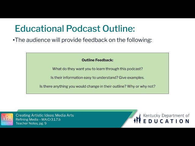Educational Podcast Outline: Creating Artistic Ideas – Media Arts