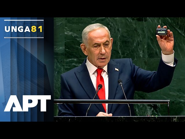 “Remember the Beepers?”: Netanyahu Holds Up Pager at UNGA, Says “Hezbollah Certainly Remembers Them”