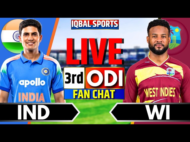 🔴LIVE: India vs West Indies 3rd ODI Fan Chat | Live Cricket Match Today | IND vs WI | Iqbal Sports