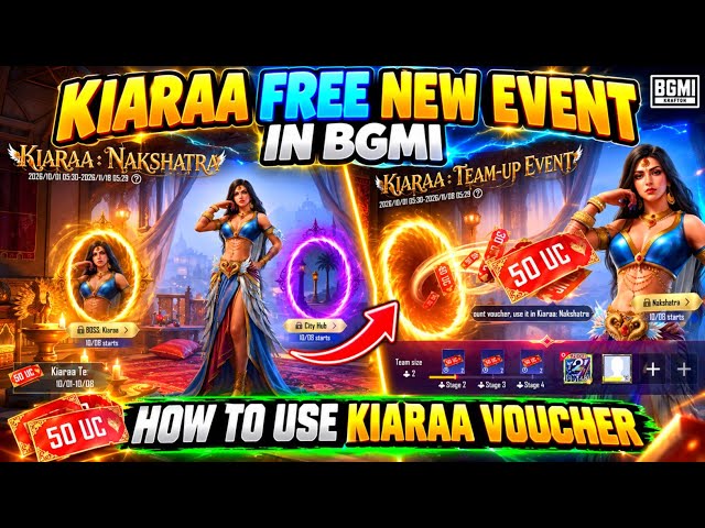 😍KIARAA FREE NEW EVENT IN BGMI | KIARAA TEAM UP EVENT | HOW TO USE KIARAA VOUCHER 