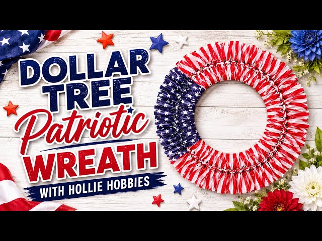 Dollar Tree Patriotic Wreath/ Dollar Tree Table Cloth Wreath/ American Flag Wreath/ July 4th Wreath