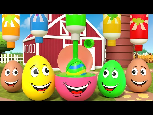 Colorful Eggs On Farm | Fun & Learning With Eggs Animation Video | Chintu Pintu TV