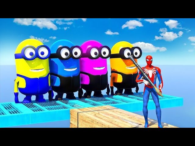 GTA 5 Epic Ragdolls RED SPIDERMAN VS RED MINION VS GREEN MINIONEuphoria Physics & Funny Fails #30