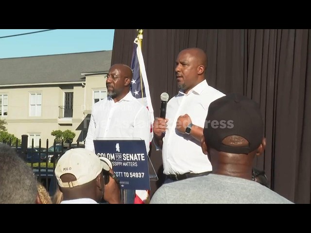 US Senator Warnock rallies with Mississippi Senate candidate Scott Colom