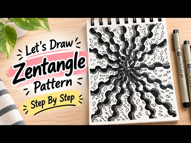 Easy Zentangle Pattern | Step-By-Step Drawing Tutorial #oddlysatisfying #asmr #zentangle #mandala