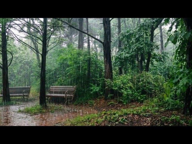 Rain on Forest Benches for Overthinking Mind Deep Sleep Insomnia Relief ASMR (5 Min Black Screen)