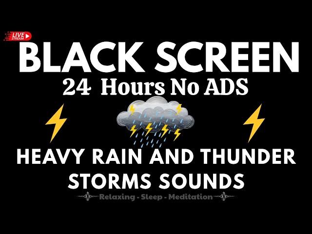 🔴 Heavy Rain and Thunder Sounds for Deep Sleep - Black Screen | Relaxing Night Storm and Thunder