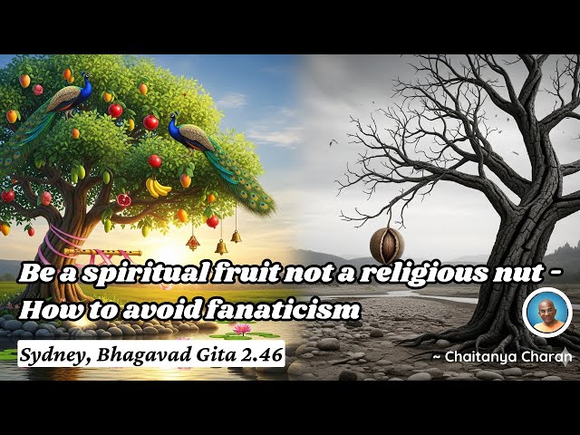 Be a spiritual fruit not a religious nut - How to avoid fanaticism, Sydney, Bhagavad Gita 2.46