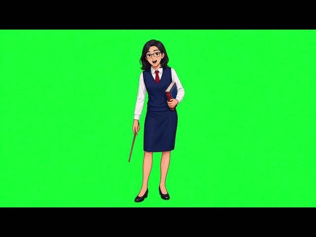 Anime Teacher Green Screen Pointer Seamless Loop 4K No Copyright