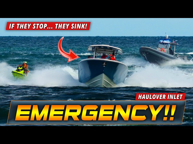 BOAT TAKES ON WATER AT HAULOVER INLET !! | HAULOVER BOATS | WAVY BOATS