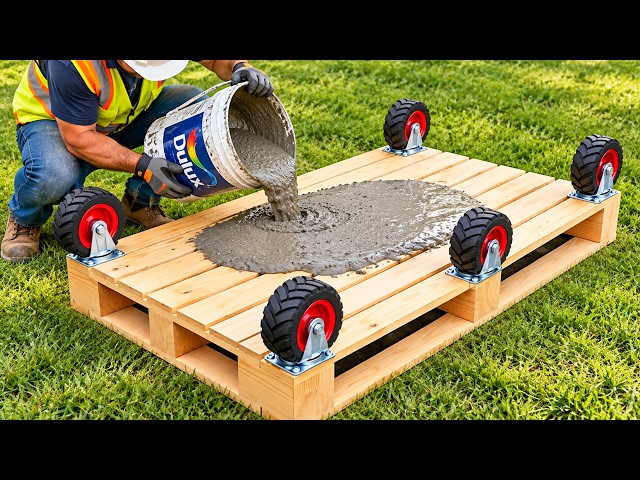 Pour cement onto an old wooden pallet and see what most people would never expect to happen! 😱