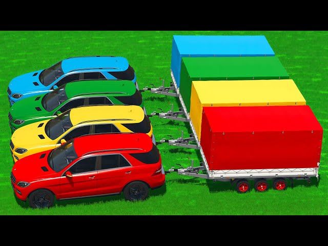 TRANSPORTING COLOR MERCEDES BENZ CARS WITH FENDT MINI TRACTORS - Farming Simulator 25