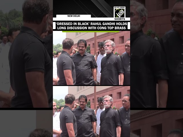 ‘Dressed in Black’ Rahul Gandhi holds long discussion with Congress top brass at parliament premises