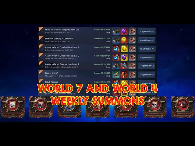 How to craft World 7 and World 4 Weekly Summons [Layer 3]