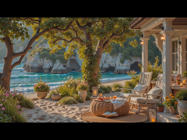 Morning Beach Retreat Jazz ☀️ Relaxing Jazz with Ocean View Garden Ambience for Study & Relaxation