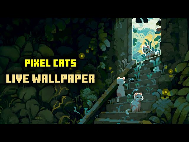 Serene Temple Cats ✨ 8-Bit Pixel Forest Live Wallpaper | Seamless Loop