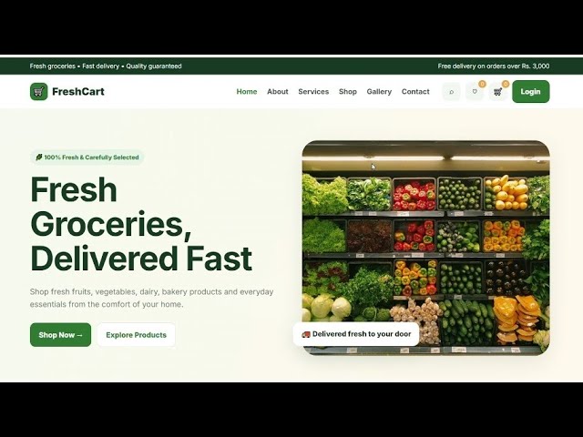 FreshCart Grocery Website | Responsive HTML CSS JavaScript Website | Frontend Project