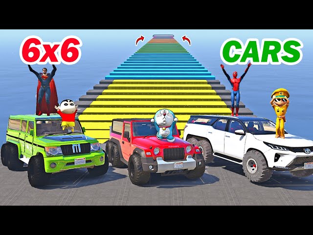 gta 5 Indian 6x6 cars mega ramp jump challenge | gta 5 in telugu | gta v telugu