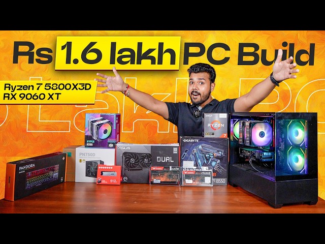 Rs 1.6 Lakh Gaming and Editing PC Build | Ryzen 7 5800X3D and RX 9060 XT 🔥