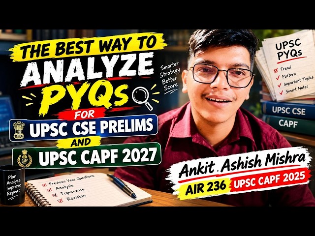 THE BEST WAY TO ANALYSE PYQS FOR UPSC CSE PRELIMS AND UPSC CAPF 2027. STEP BY STEP 👀