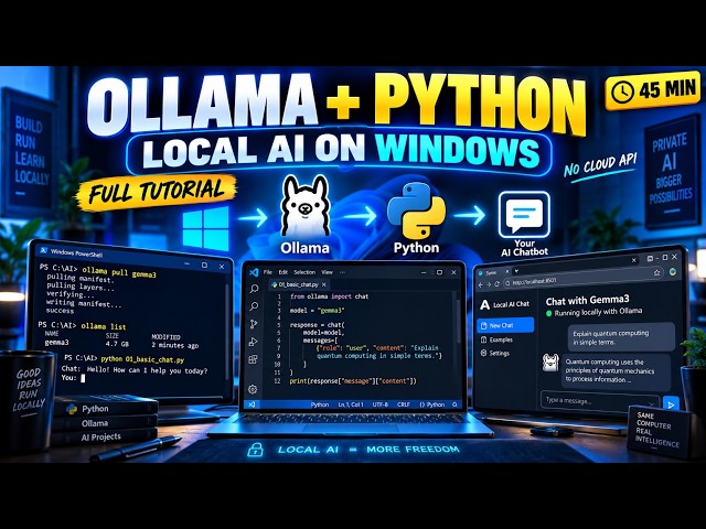 Run AI Locally with Ollama  Python on Windows Build a Private AI Chatbot  Full Tutorial